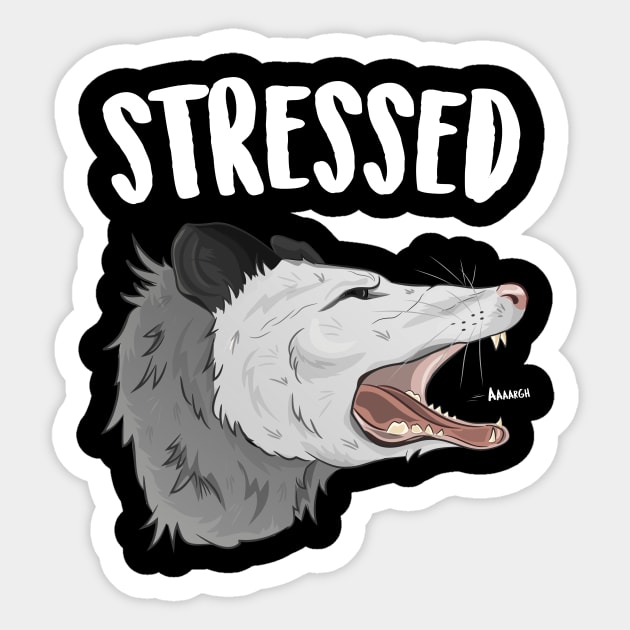 Stressed Possum Sticker by Eugenex